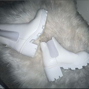 white chunky boots
